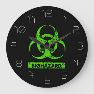 Limone Neon Green Bio-Hazard-Chemikalien Graphic Große Wanduhr