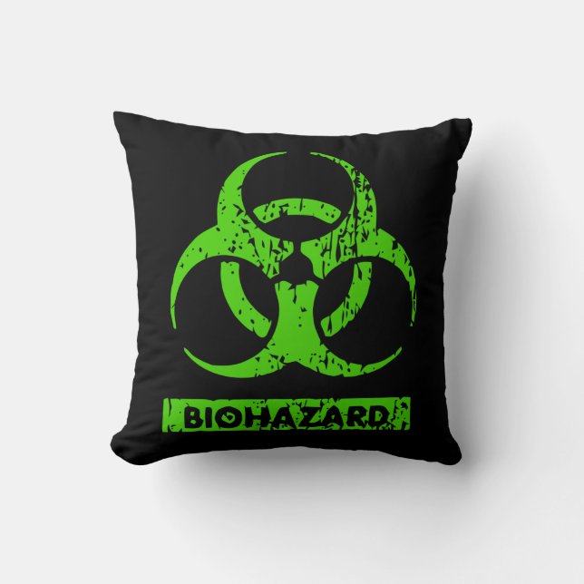 Limone Neon Green Bio-Hazard-Chemikalien Graphic Kissen (Vorderseite)