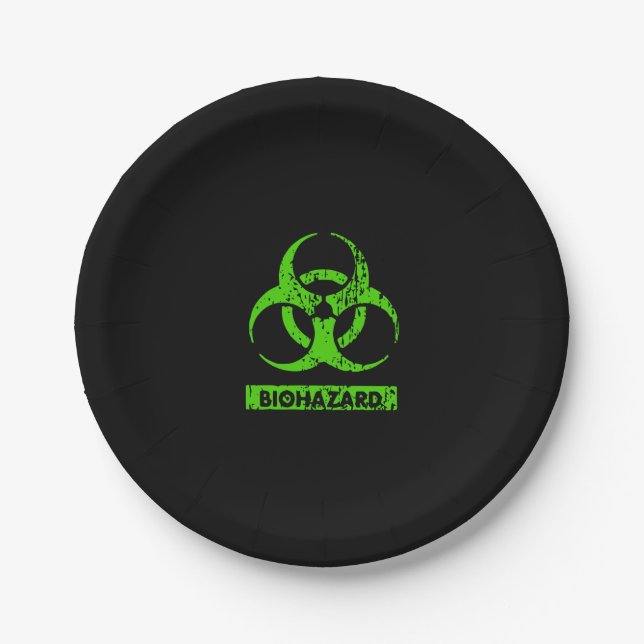 Limone Neon Green Bio-Hazard-Chemikalien Graphic Pappteller (Vorderseite)
