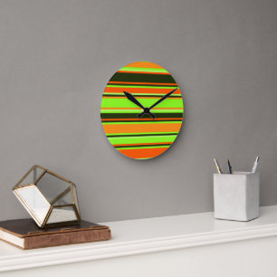 Limone, orangefarbene und mit Mandarine geschliffe Runde Wanduhr
