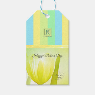 Limone Pastell Palette Tulip Foto Monogram Geschenkanhänger