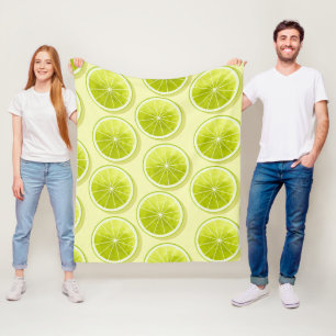 Limone Scheiben auf hellgelben Flächen Fleecedecke