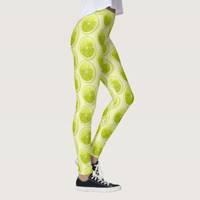 Limone Scheiben auf hellgelben Flächen Leggings (Rechts)