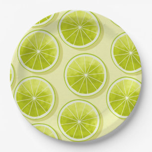 Limone Scheiben auf hellgelben Flächen Pappteller