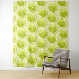 Limone Scheiben auf hellgelben Flächen Wandteppich