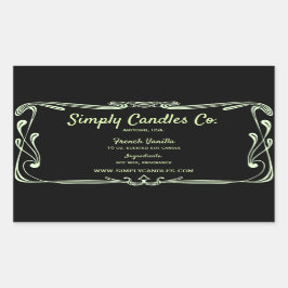 Limone, schwarze Grenzkerzenjar Rechteckiger Aufkleber