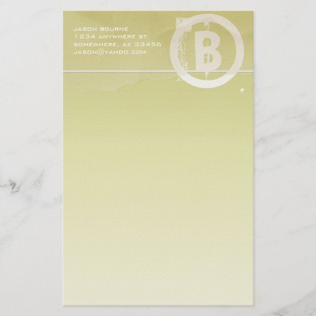 Limone Stationierung von Funky Monogram Briefpapier (Vorderseite)