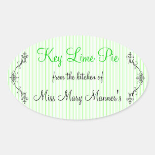 Limone Streifen Ovaler Aufkleber