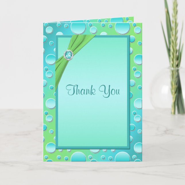 Limone und Aqua Polka Dot Danke Karte (Vorderseite)