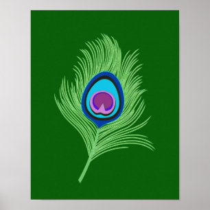 Limone und blaue Pfauenfeder für Smarald Green Poster