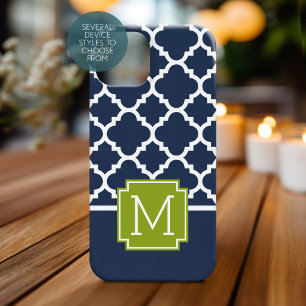 Limone und Navy Arabesque Muster Custom Monogram Case-Mate iPhone Hülle