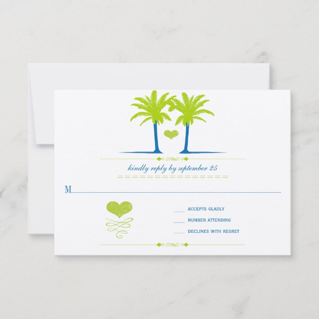 Limone und Royal Blue Beach Typografy Invite Einladung (Vorderseite)
