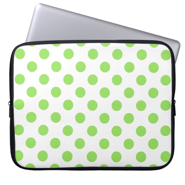 Limone und weiße Polka-Punkte Laptopschutzhülle (Vorderseite)