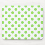 Limone und weiße Polka-Punkte Mousepad<br><div class="desc">Limone und weiße Polka-Punkte</div>