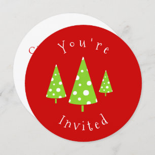 Limone White Polka Dots Weihnachtsbaumen Einladung