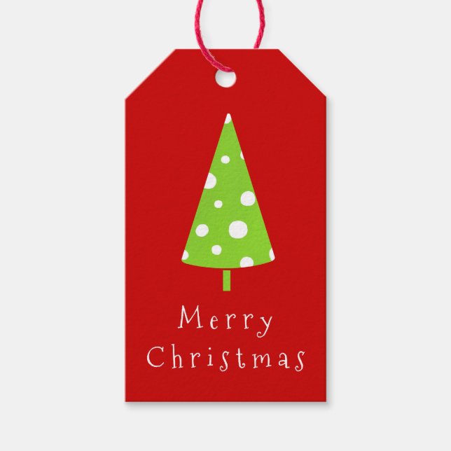 Limone White Polka Dots Weihnachtsbaumen Geschenkanhänger (Vorderseite)