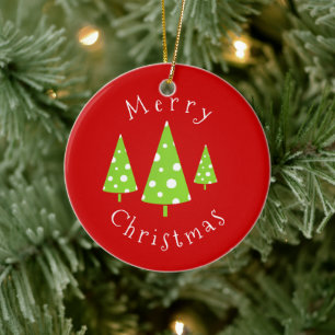 Limone White Polka Dots Weihnachtsbaumen Keramik Ornament