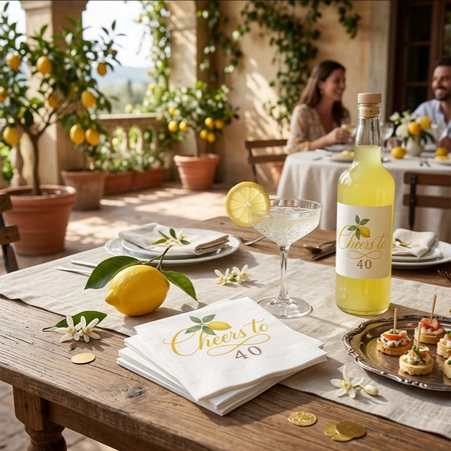Limonen-Aquarell Prost aufs Alter Geburtstag Serviette (Von Creator hochgeladen)