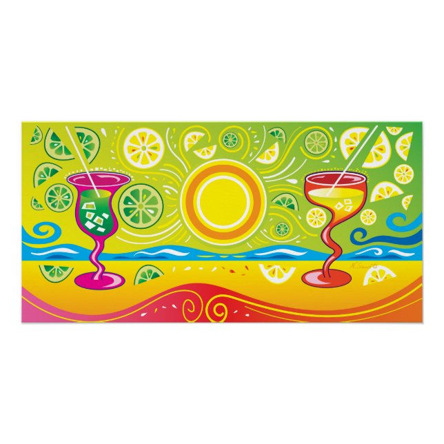 Limonen-Limetten-Strand-Cocktails Poster (Vorderseite)
