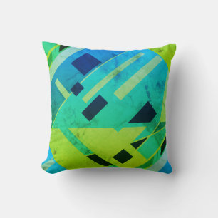 Limonen-Minzgrün-Blau-Navy-Schräge-Abstract-Art Kissen