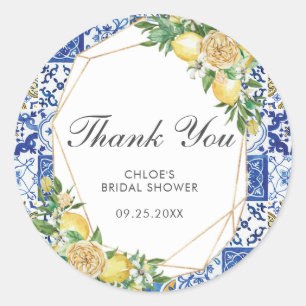 Limonen Mittelmeer Geburtstags- Braut- Baby Shower Runder Aufkleber