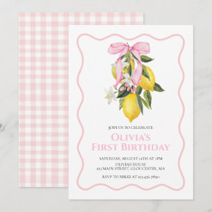 Limonen-Rosa-Schleife Preppy-Coquette-Geburtstag Einladung