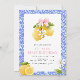 Limonen-Rosa-Schleife preppy Coquette Geburtstag Einladung