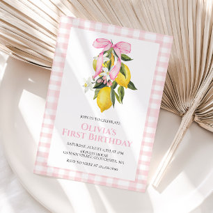 Limonen-Rosa-Schleife Preppy-Coquette-Geburtstag Einladung
