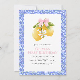 Limonen-Rosa-Schleife preppy Coquette Geburtstag Einladung