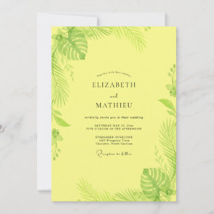 Limonen-Tropische Monstera-Eukalyptus-Hochzeit Einladung