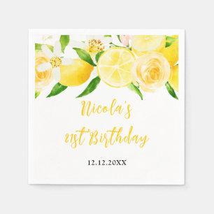 Limonen- und Blätter-Geburtstag Serviette
