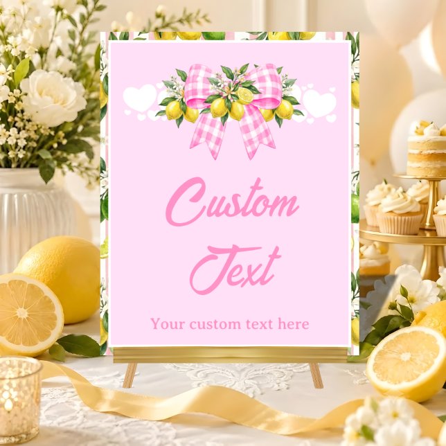 Limonen- und rosa Gingham-Schleifen-Babyshower-Tis Poster (Von Creator hochgeladen)