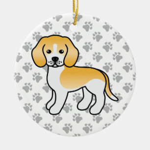 Limonen- und weißer Beagle-Hund Cartoon-Illustrati Keramik Ornament