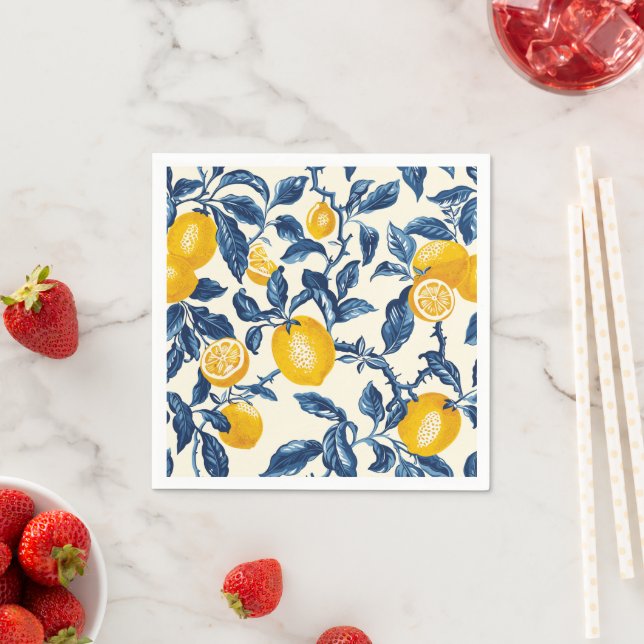 Limonen Vintage Retro viktorianisches Muster  Serviette (Beispiel)