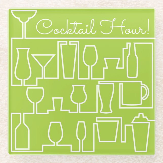 Limonengrün-Cocktail-Party Glasuntersetzer (Vorderseite)