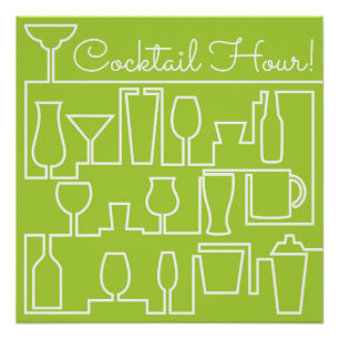 Limonengrün-Cocktail-Party Poster