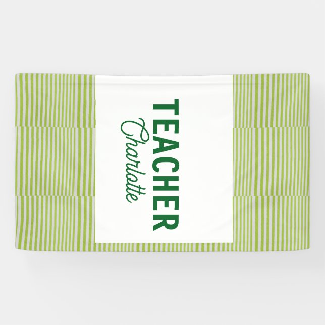 Limonengrün-weiß-gestreift Lehrer Professor Name c Banner (Horizontal)