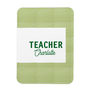 Limonengrün-weiß gestreifter Lehrer-Professor-Name Magnet