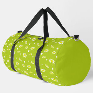Limonengrüne Gänseblümchen-Punkte-Retro-Frühlingsm Duffle Bag