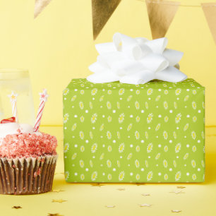 Limonengrüne Gänseblümchen-Punkte-Retro-Frühlingsm Geschenkpapier