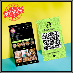 Limonengrüne Instagram-QR-Visitenkarte für Kondito Visitenkarte