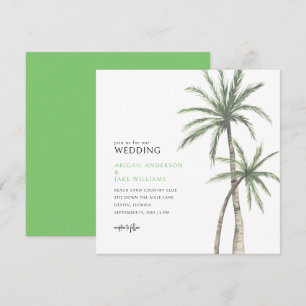 Limonengrüne Palmenhochzeit Einladung
