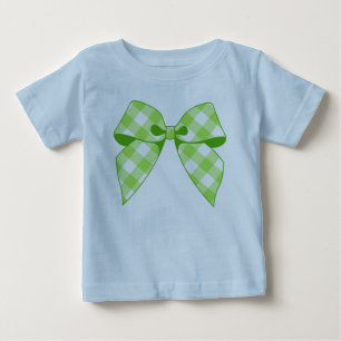 Limonengrünes Gingham-Schleifen-Schlüssel-Lime-Kin Baby T-shirt