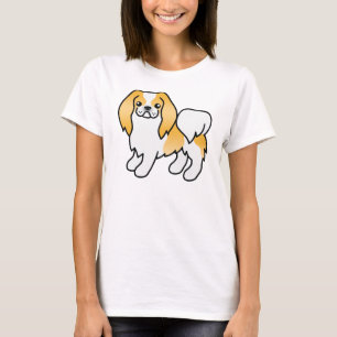Limonenweißer Japan-Chin-Süßer Cartoon-Hund T-Shirt
