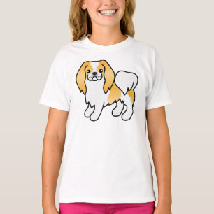 Limonenweißer Japan-Chin Süßer Cartoon-Hund T-Shirt