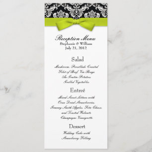 Limoner Bow mit Damask Wedding Empfang Menu Menükarte