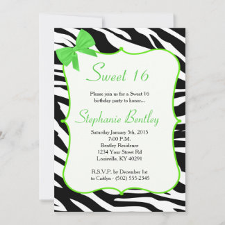 Limoner Bow und Zebra Sweet 16 Geburtstag Einladun Einladung