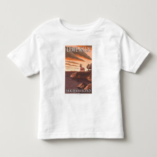 Limoner Brennofen-Leuchtturm-Vintages Reise-Plakat Kleinkind T-shirt