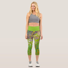 Limoner Bruch mit Lila Bio Zellen Capri Leggings