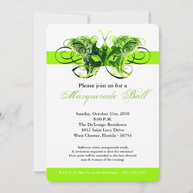 Limoner Butterfly Masquerade Maskenkostüm Hallowee Einladung (Vorderseite)